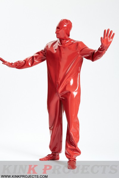 Male Hooded Heavy Latex Industrial Enclosure Suit