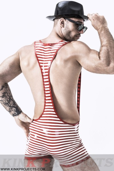 Male Outstanding Stripes Wrestling Suit 