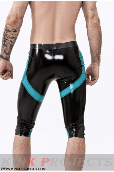 Male 'Crossways' Latex Knee-Length Leggings