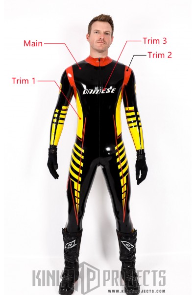 Male 'MotoGP' Branded Latex Biker Style Catsuit